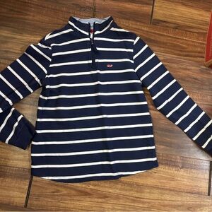 Vineyard vines target collab xs blue white striped 1/4 zip fleece pullover